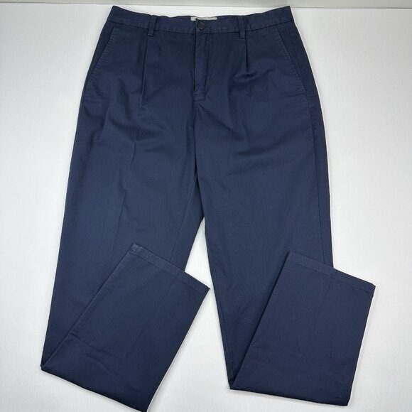 Everlane Uniform Men Navy The Cotton Pleated‎ Minimalist Career Pant W32-34/L32 - Picture 1 of 13